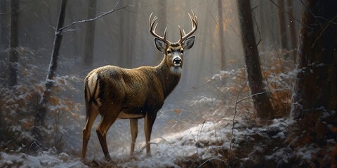 Deer in the Forest, Generative AI, Illustration