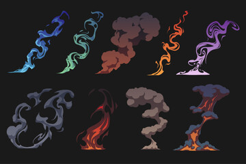 Color cartoon smoke effects on gray background © d1sk