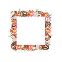 Watercolor illustration of vegetables. Hand-drawn set from isolated clip art on a white background. Bright and juicy pictures of realistic watercolor vegetables for any design.