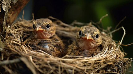 Naklejka na ściany i meble Bird eggs inside the nest in the forest