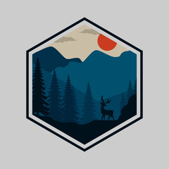 vector mountain view poster background