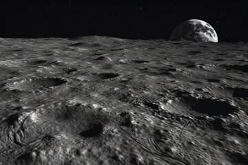 Fototapeta na wymiar Celestial Dreams: A Mesmerizing View of the Moon's Surface and the Cosmos - Generative AI 12
