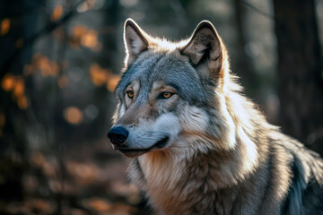 Naklejka premium Portret wilka, Generative AI