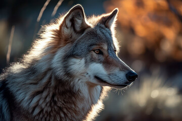 Obraz premium Portret wilka, Generative AI