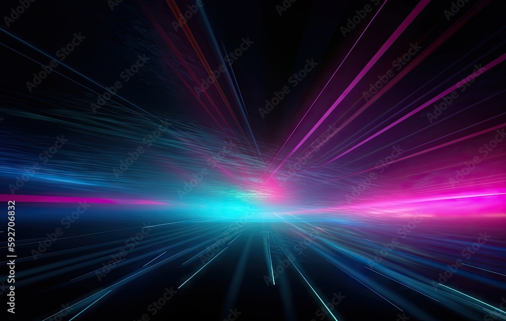 Poster abstract futuristic technology concept. neon hexagon tunnel modern background. fluorescent ultraviol