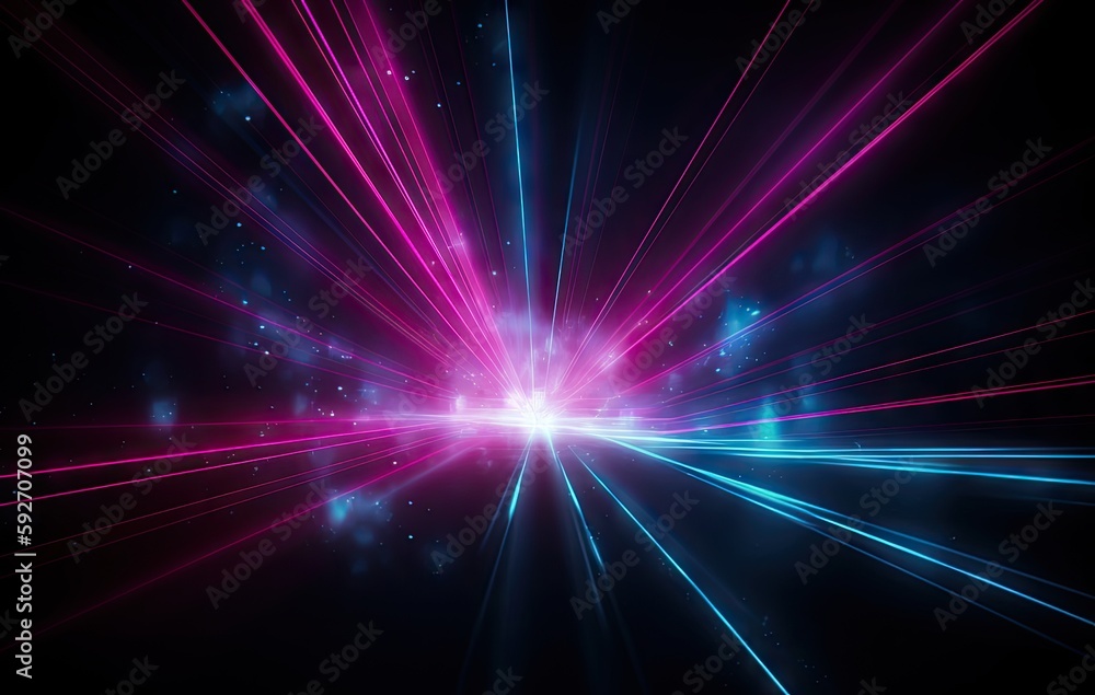 Poster abstract futuristic technology concept. neon hexagon tunnel modern background. fluorescent ultraviol