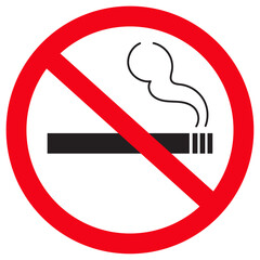 No smoking sign, trendy forbidden icon for cigarette, tobacco. Red color prohibition vector symbol, flat style illustration design isolated on white background.