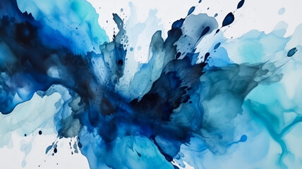 Beautiful abstraction of liquid paints in slow blending flow mixing together gently. Generative AI