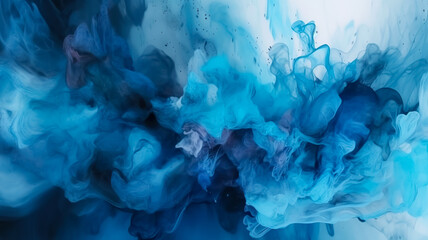 Beautiful abstraction of liquid paints in slow blending flow mixing together gently. Generative AI