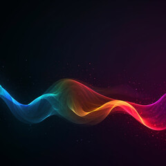 Obraz premium Abstract dynamic colorful waves on black background. Technology concept. Generative AI.