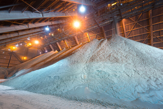 Copper concentrate being stored in a warehouse