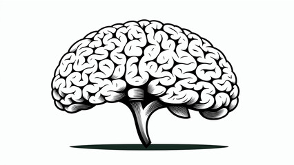 illustration of a human brain on white background, generative AI