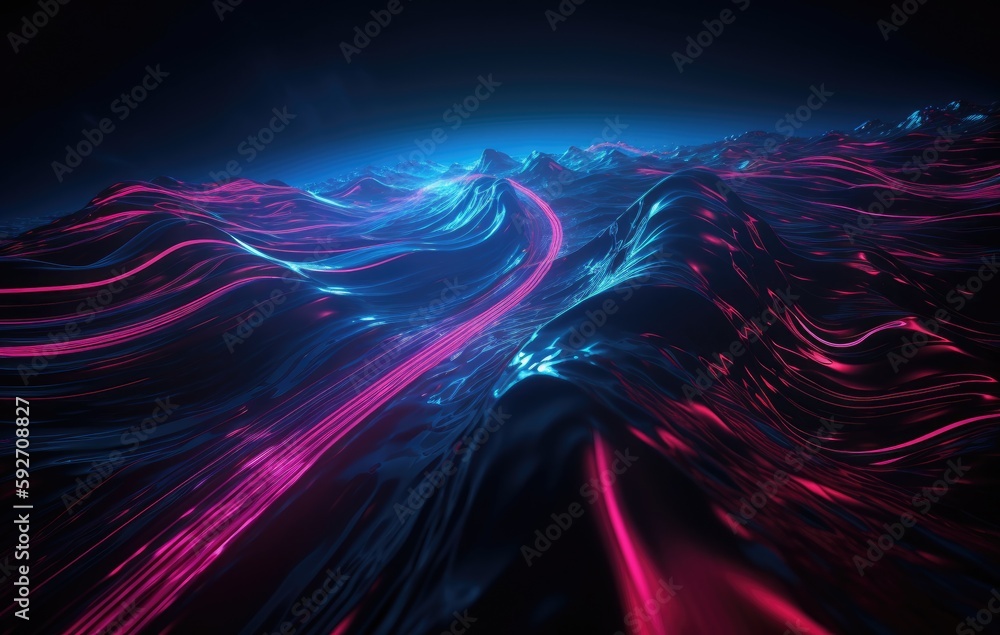 Poster abstract futuristic technology concept. neon hexagon tunnel modern background. fluorescent ultraviol