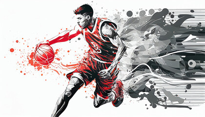 illustration of playing basketball. Ai generative