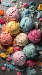 Obraz premium Delicious ice cream scoops background. Generative AI