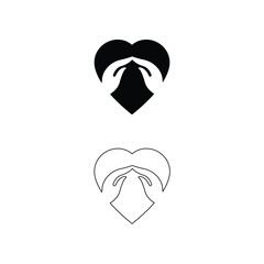 Love hand care line art vector logo template design