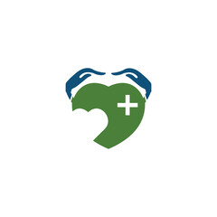 Love hand care vector logo template design . Medical icon