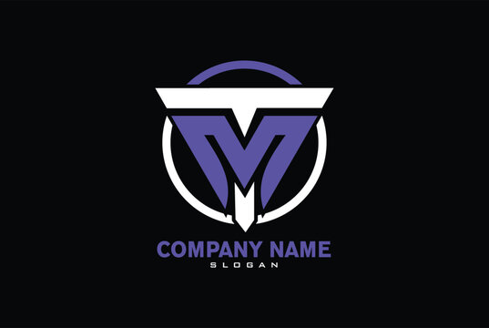 MT TM initials monogram letter text alphabet logo design with circle.