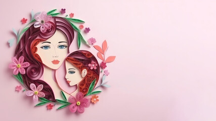 Naklejka premium Mother's Day Paper Quilling Concept