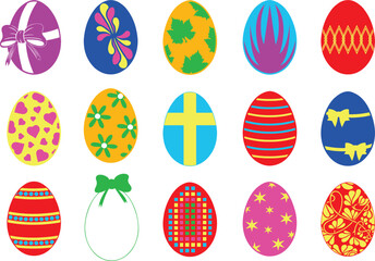 Set of different Easter eggs isolated on white