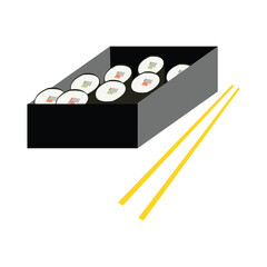 sushi with chopsticks