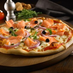 Smoked Salmon Pizza - Generative Ai Illustration