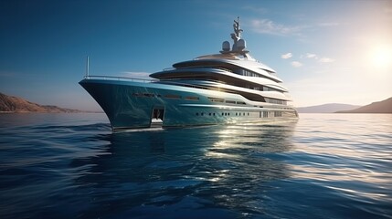 Fototapeta na wymiar Luxury Super Yacht. Generative AI 