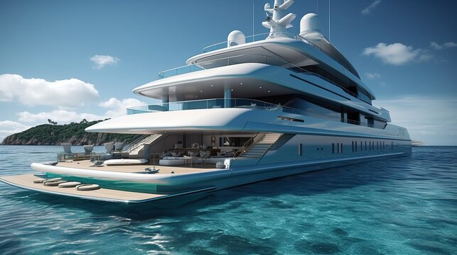 Luxury Super Yacht. Generative AI
