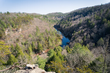 Fototapeta na wymiar Obed Wild and Scenic River, Tennessee. National Park Service and Tennessee Wildlife Resources Agency. Lilly Bluff Overlook. 