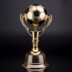 soccer, ball, football, sport, cup, trophy, gold, isolated, award, competition, game, world, goal, globe, prize, white, object, champion, winner, play, achievement, success, symbol, generative ai