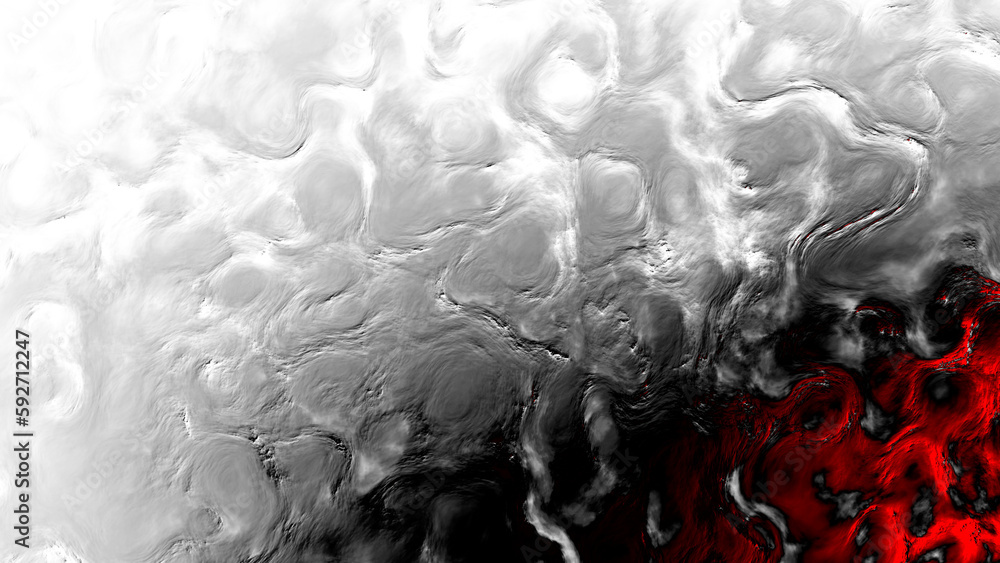Poster white black and red constitutional curves surface - abstract 3d rendering