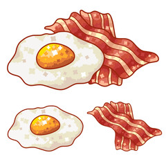 colorful fried eggs and bacon