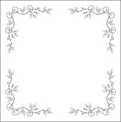 Elegant black and white monochrome ornamental border for greeting cards, banners, invitations. Vector frame with roses for all sizes and formats. Isolated vector illustration.