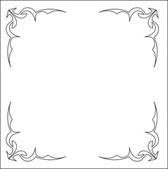 Elegant black and white monochrome ornamental border for greeting cards, banners, invitations. Vector frame for all sizes and formats. Isolated vector illustration.