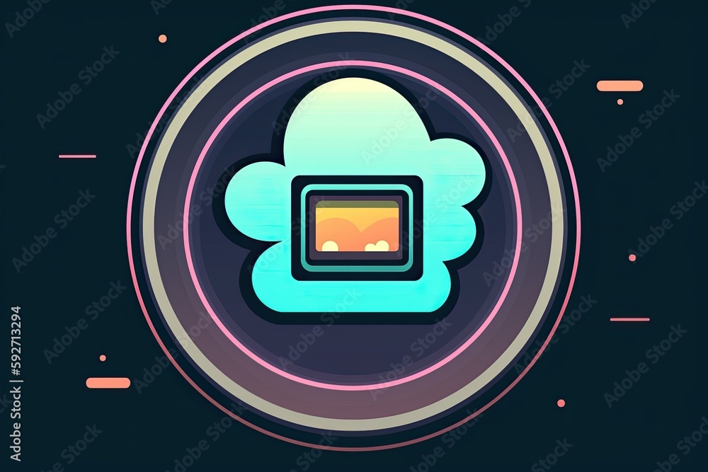 Aufkleber symbol of technology for cloud uploading. generative ai
