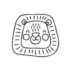 Hand drawn cute lion illustration. King of jungle.
