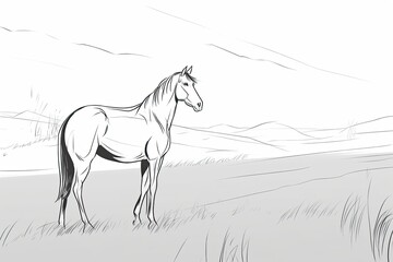 Hand-drawn picture of a horse. Generative AI