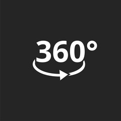 360 degres icon floating in the air  isolated on black background 
