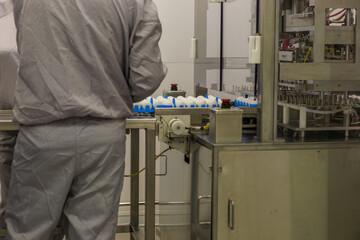 Eggs auto inoculating system in laboratory of factory.
