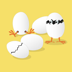 Eggs and hatched chicks