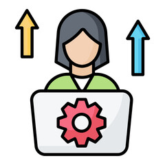 Work Efficiency Line Color Icon