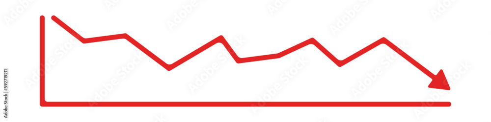 Poster long falling arrow vector. stock market drop graph vector. arrow down vector. red arrow vector. defa