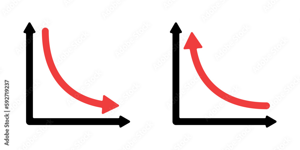 Poster growth arrow vector set. arrow falling vector. trading charts vector. set of arrows up and down vect