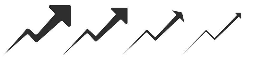 Arrow growth and fall vector icon set. Modern graphs of trading on stock exchanges vector. Bankruptcy and default vector. International investment concept. Arrows up and down vector.