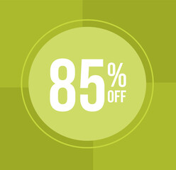 85 percent off Discount for big sales with balloon on  green background