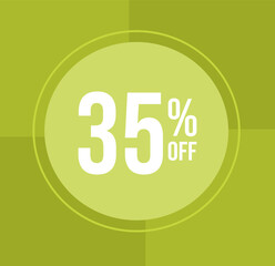 35 percent off Discount for big sales with balloon on  green background