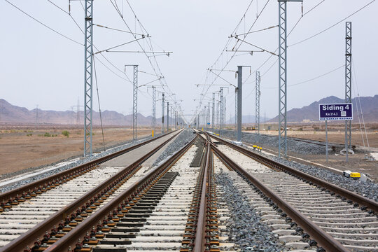 Railroad tracks on railway station