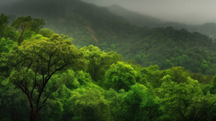 misty morning in the mountains, Generative AI