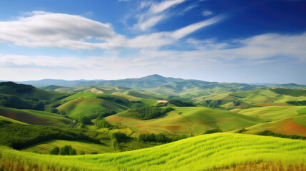 Beautiful landscape of the rolling hills, Generative AI