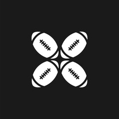 American football leather ball icon  isolated on black background 